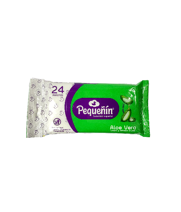 PAÑITOS HUMEDOS PEQUEÑIN ALOE VERA BOLSA X 24 UNDS